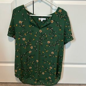 Emerald green short sleeve blouse size Large